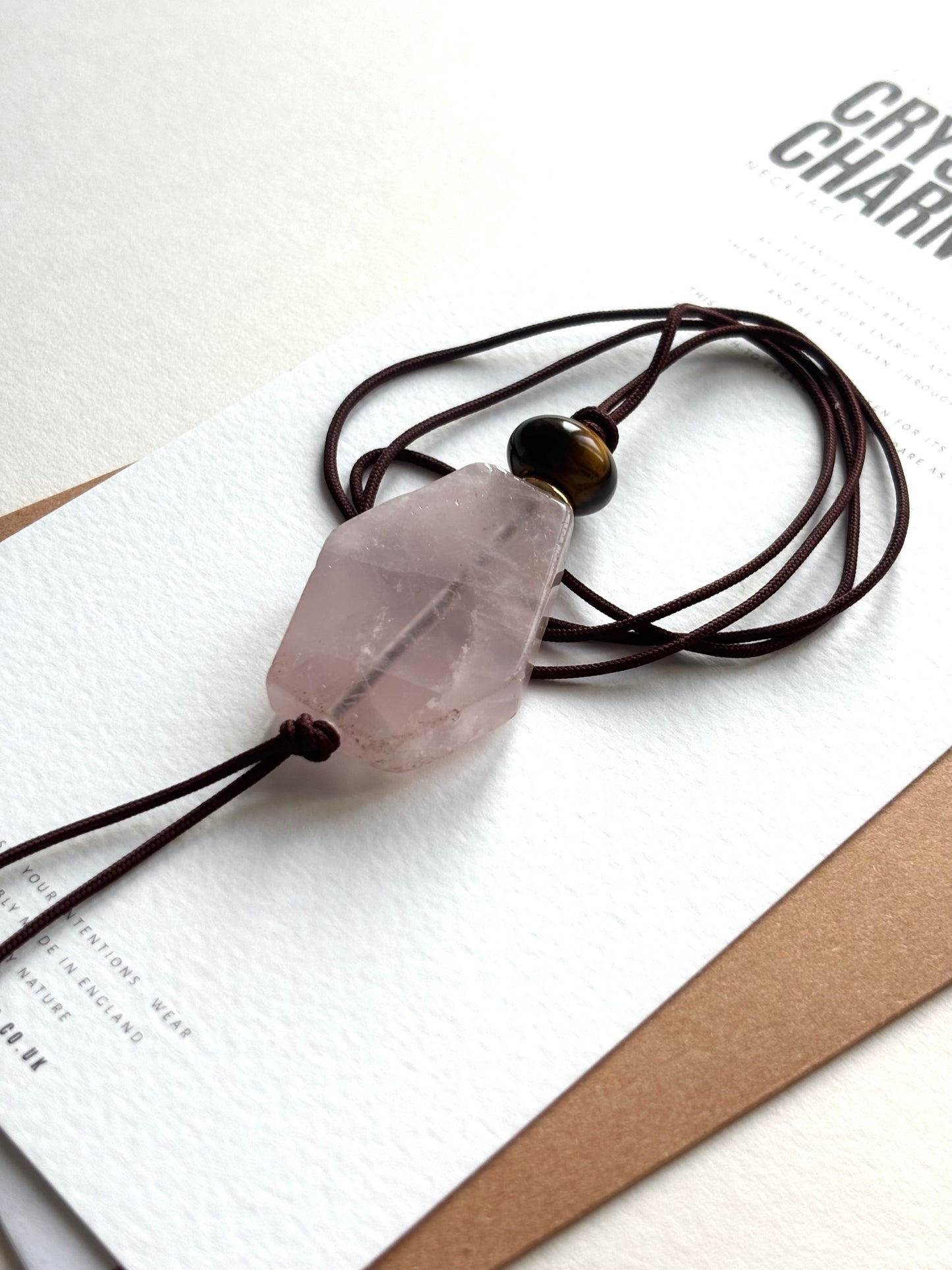 Long Statement Necklace Rose Quartz