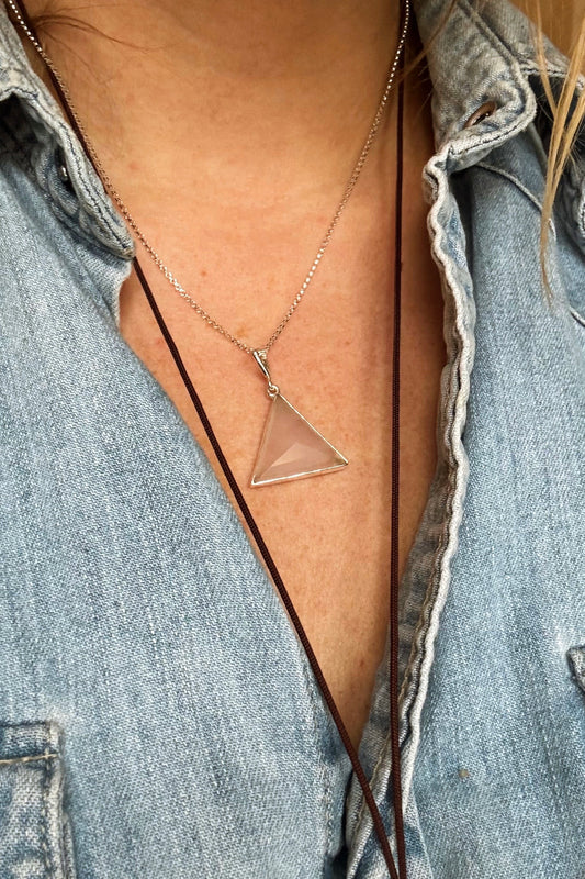 Pyramid Necklace - Rose Quartz