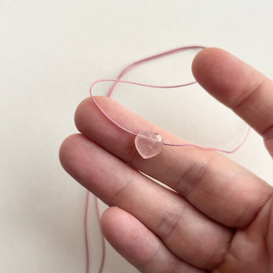 Crystal Charm Necklace | Rose Quartz Mini Heart