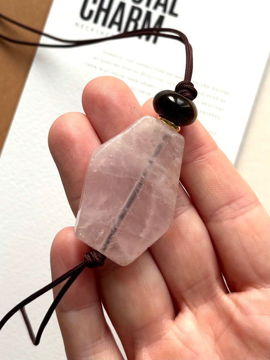 Long Statement Necklace Rose Quartz