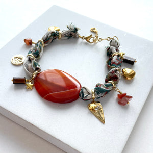 Bandana Anklet Paisley + Firey Agate