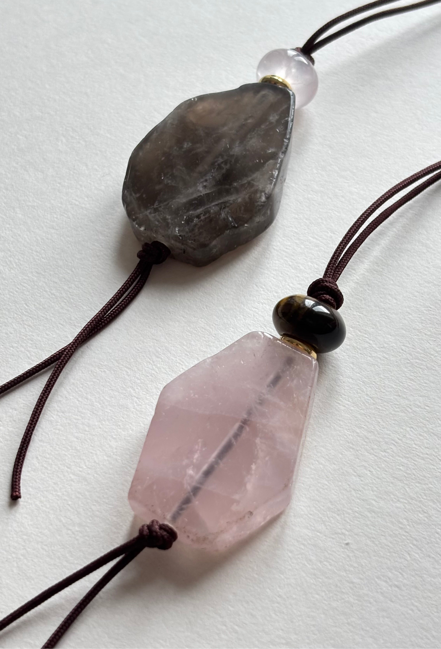 Long Statement Necklace Rose Quartz