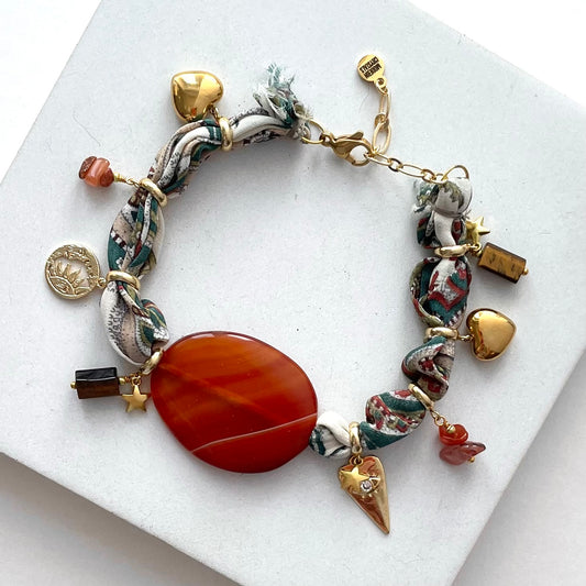 Bandana Anklet Paisley + Firey Agate