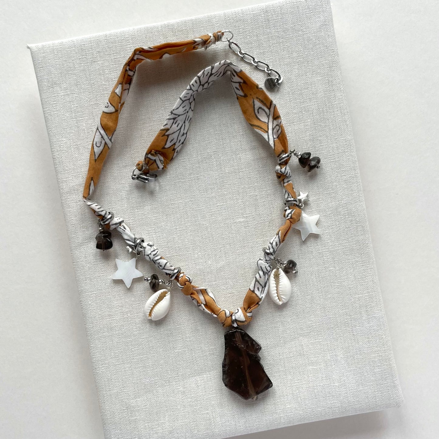 Bandana Necklace Ochre + Smokey Quartz