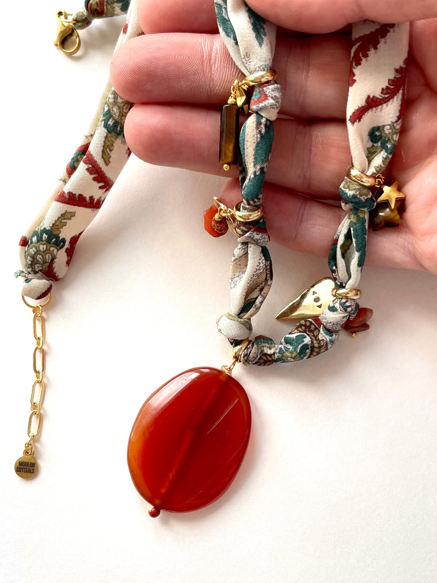 Bandana Necklace Paisley + Firey Agate