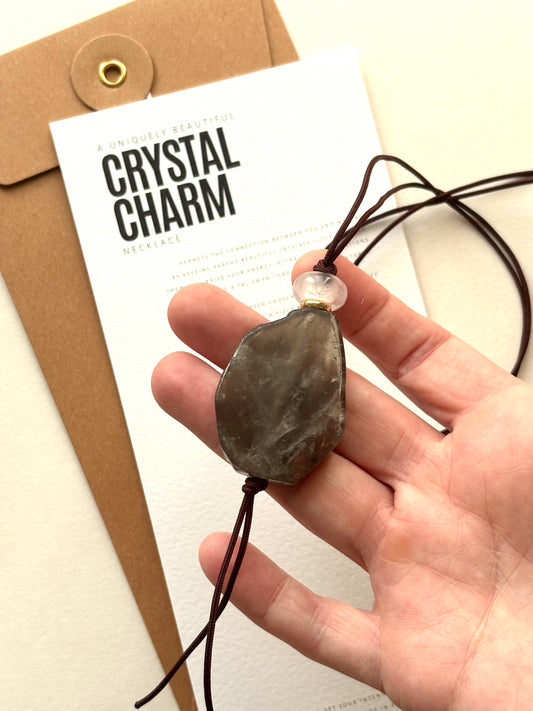 Long Statement Necklace Smokey Quartz