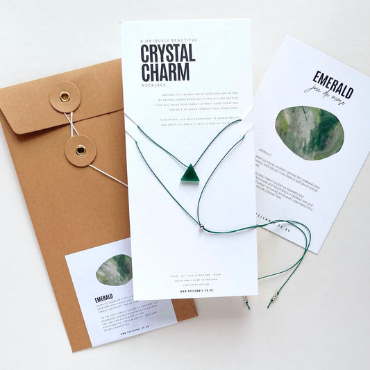 Crystal Charm Necklace | Emerald Pyramid