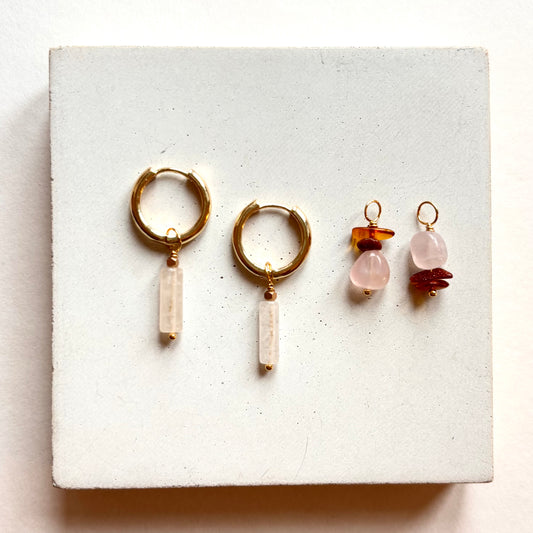 Charm Earrings | Rose Quartz