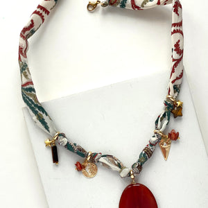 Bandana Necklace Paisley + Firey Agate