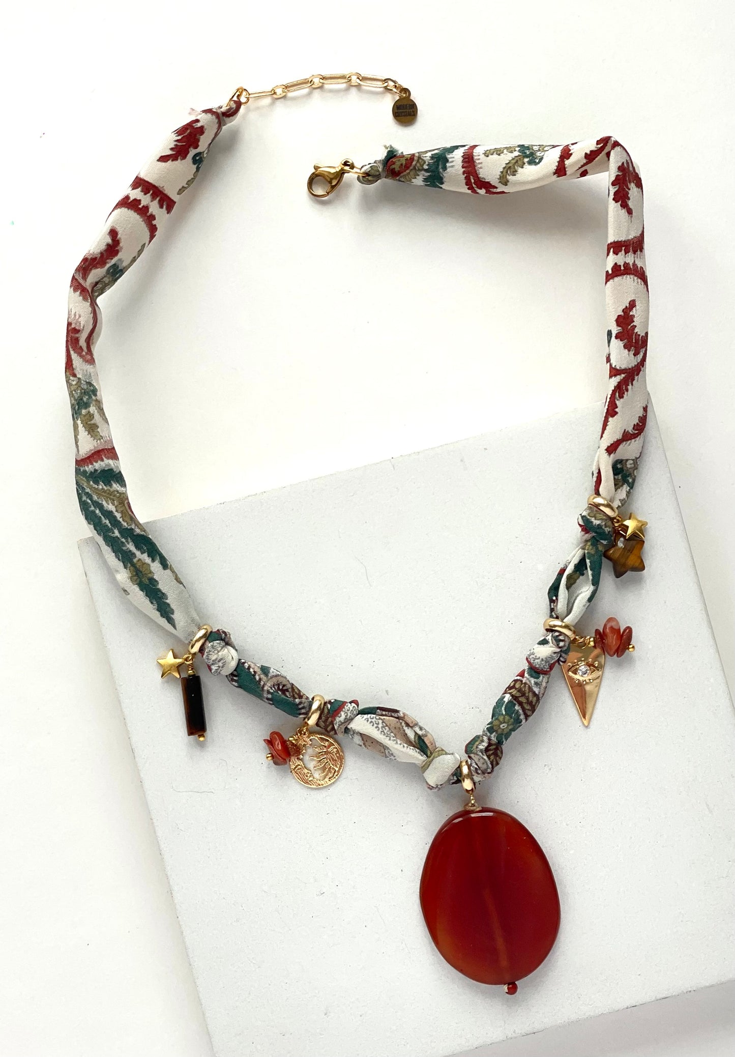 Bandana Necklace Paisley + Firey Agate