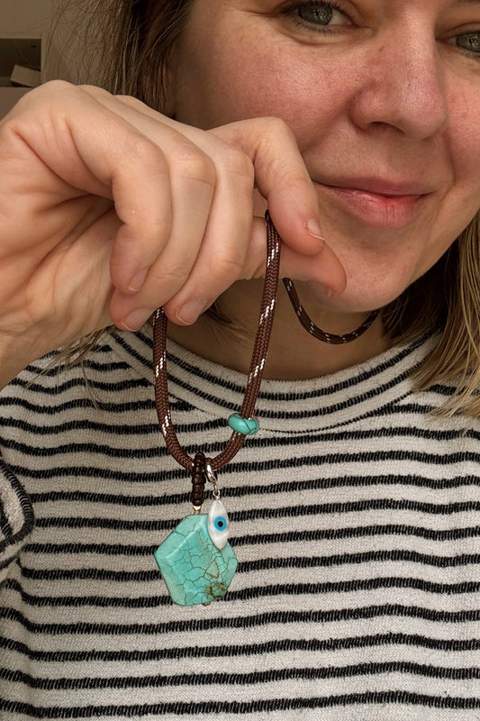 90's Chord Charm Necklace | Turquoise
