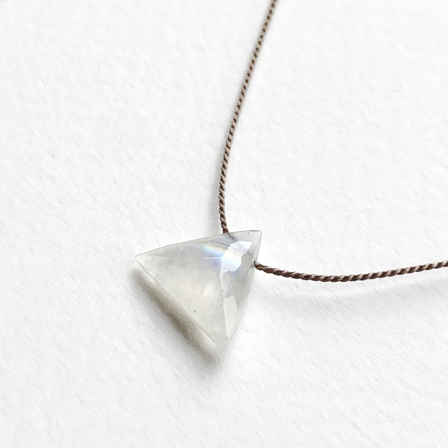 Crystal Charm Necklace | Moonstone Pyramid