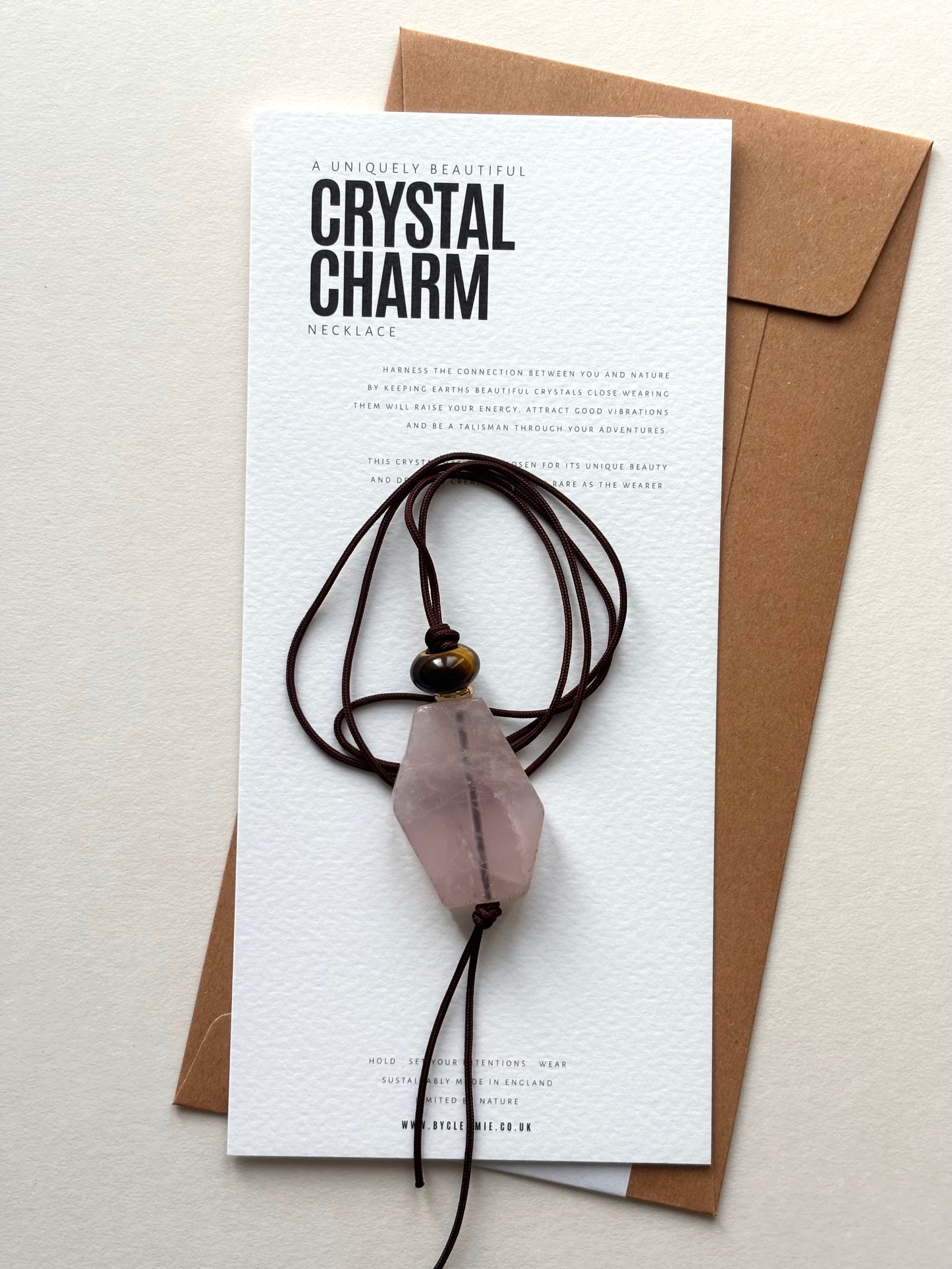 Long Statement Necklace Rose Quartz