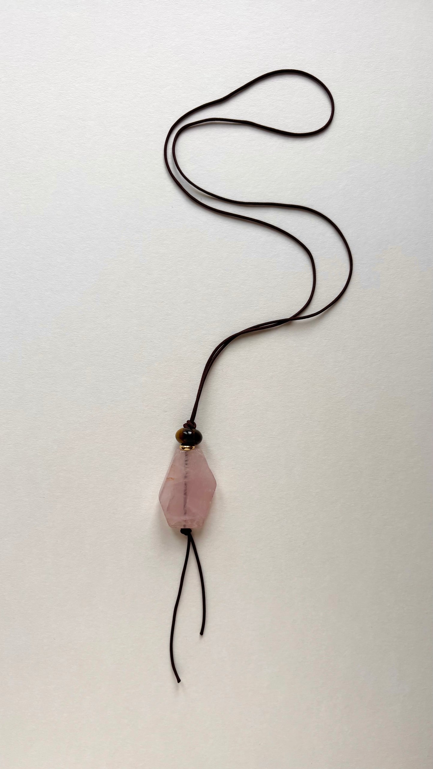 Long Statement Necklace Rose Quartz