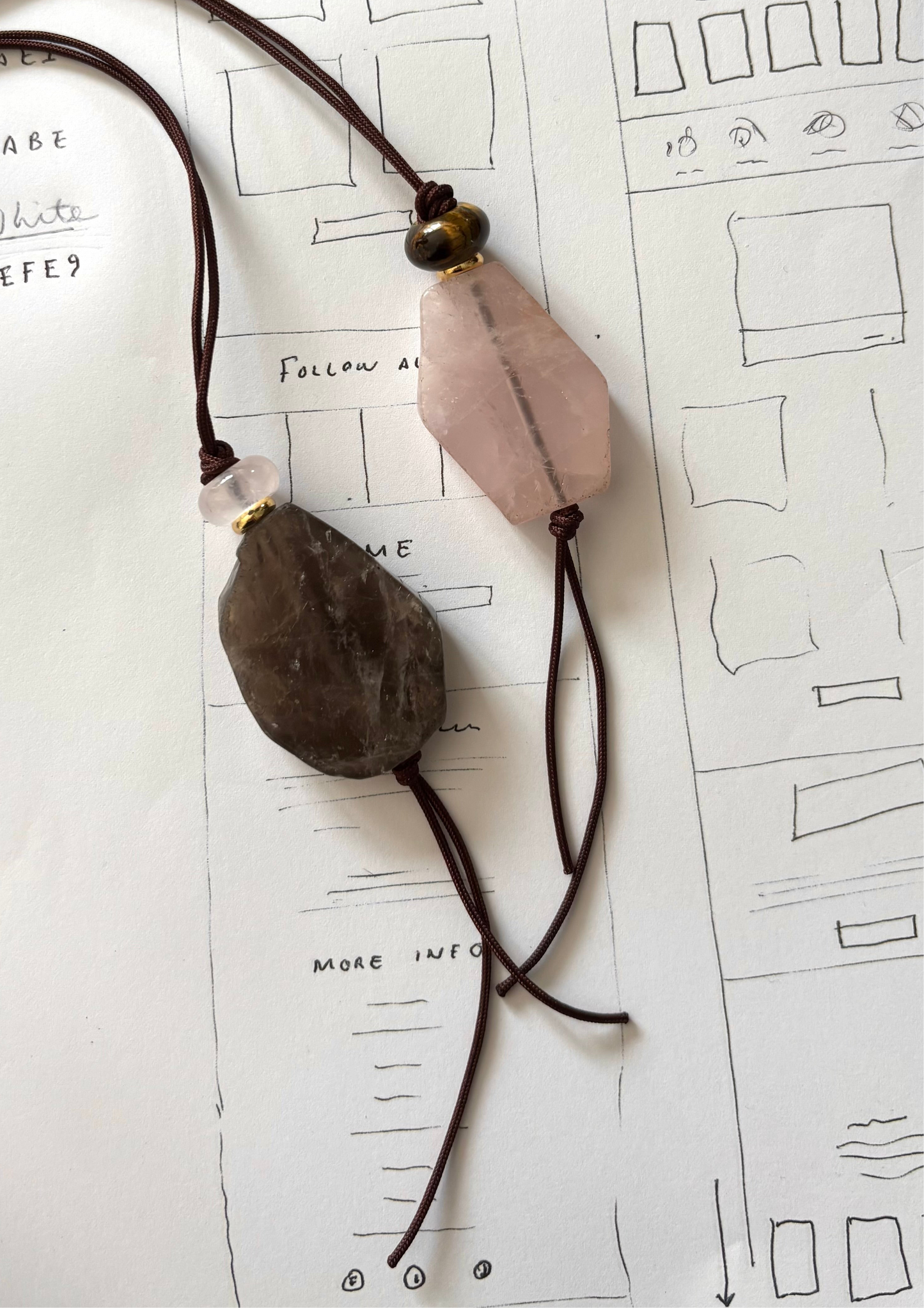 Long Statement Necklace Smokey Quartz