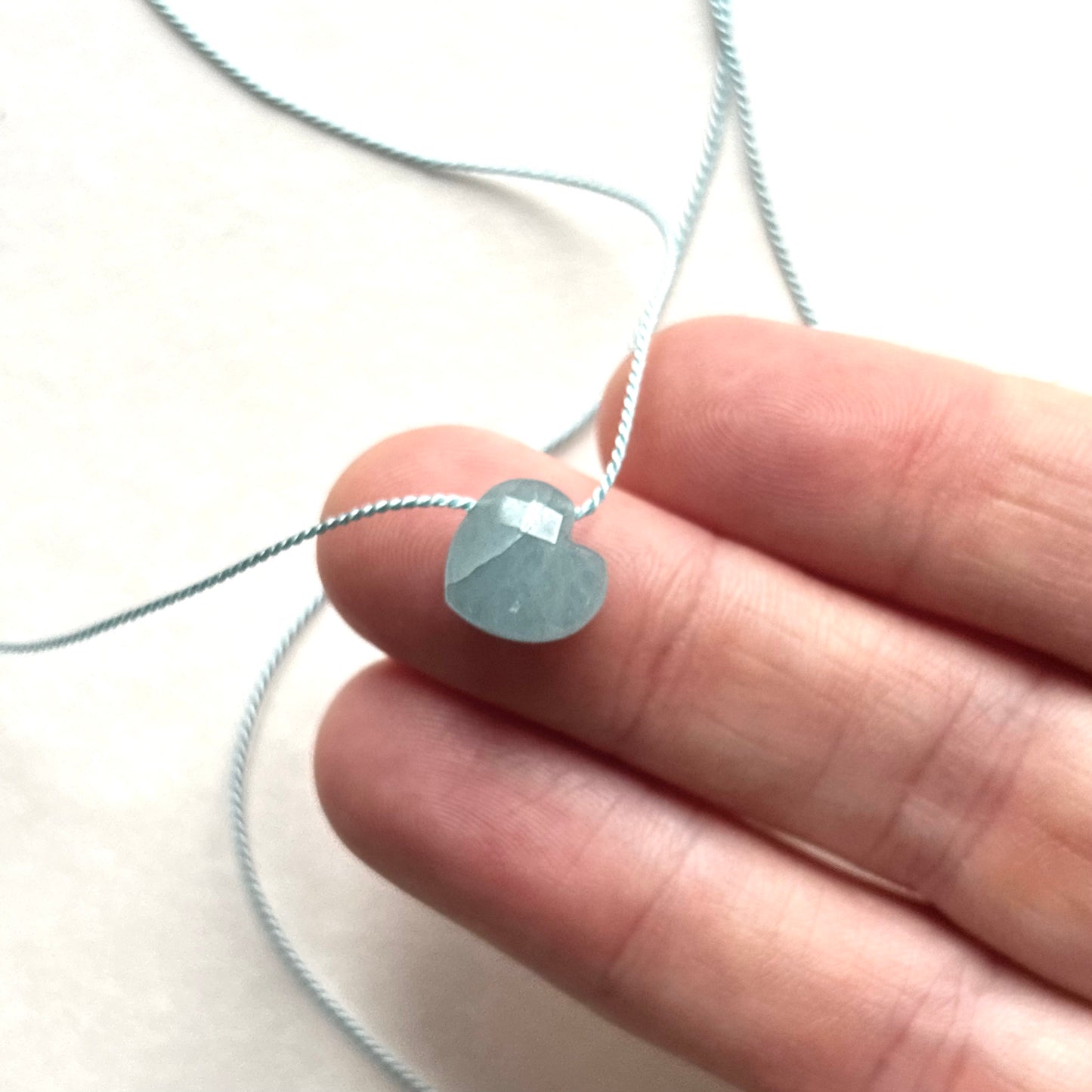 Crystal Charm Necklace | Aquamarine Heart