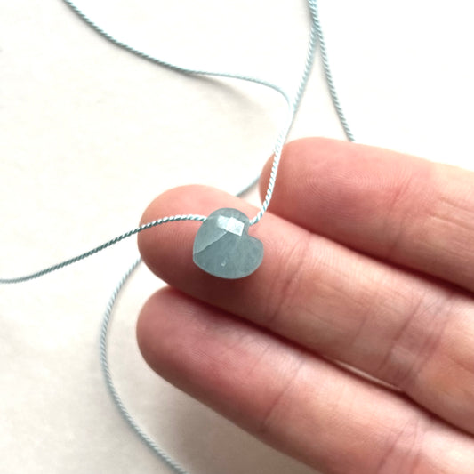 Crystal Charm Necklace | Aquamarine Heart