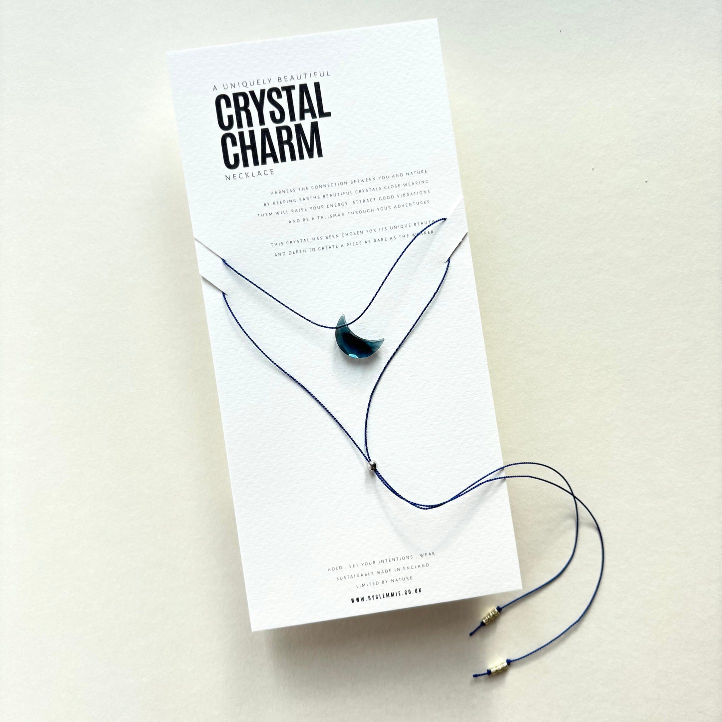 Crystal Charm Necklace | Blue Topaz Moon