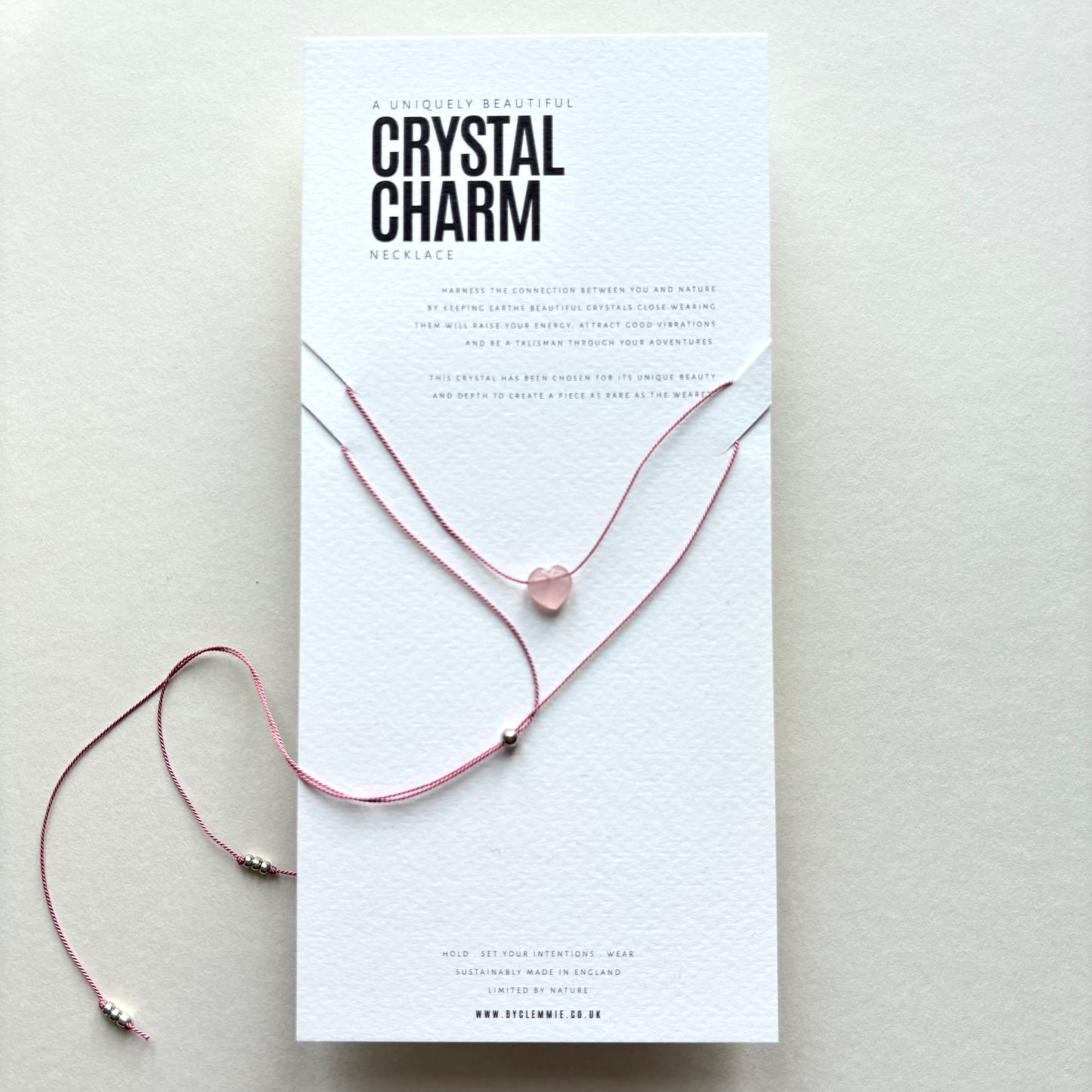 Crystal Charm Necklace | Rose Quartz Mini Heart