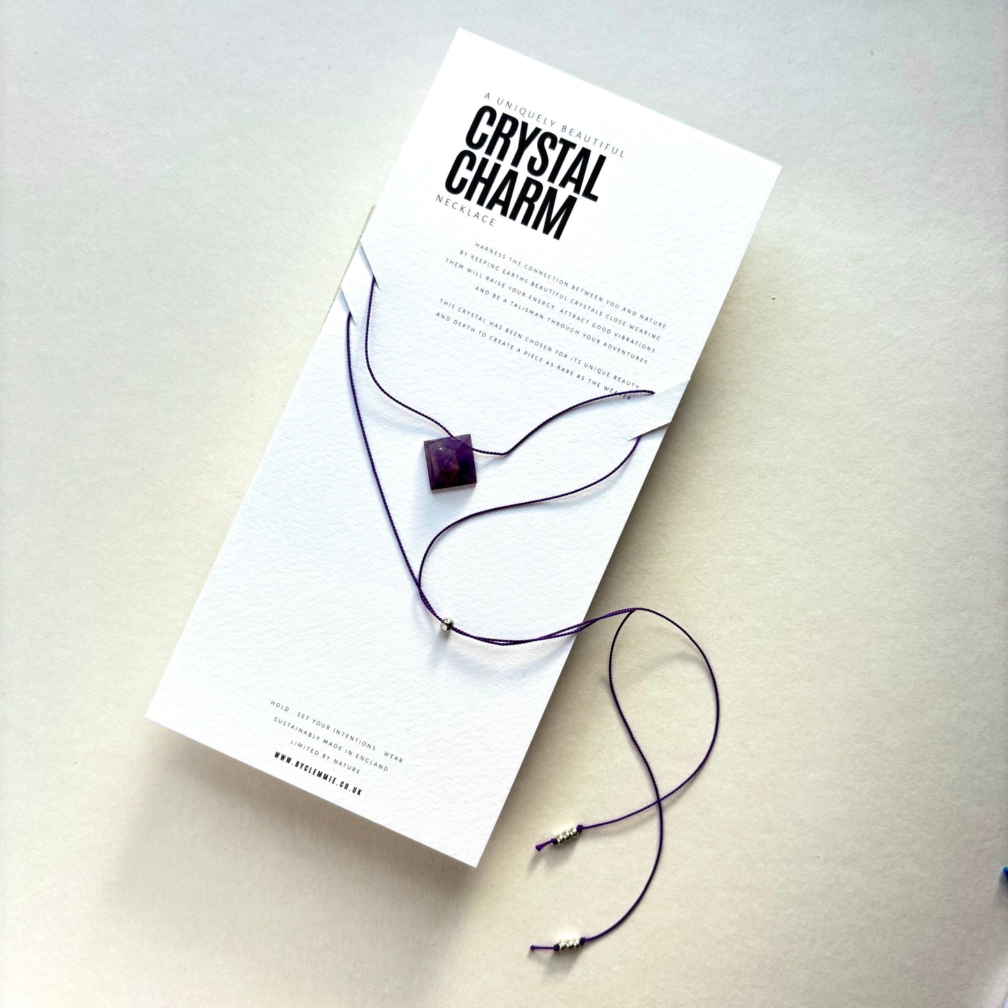 Crystal Charm Necklace | Amethyst Prism