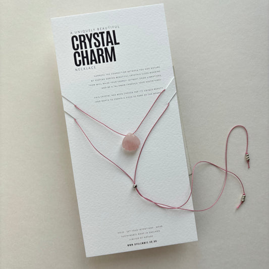 Crystal Charm Necklace | Rose Quartz Shell