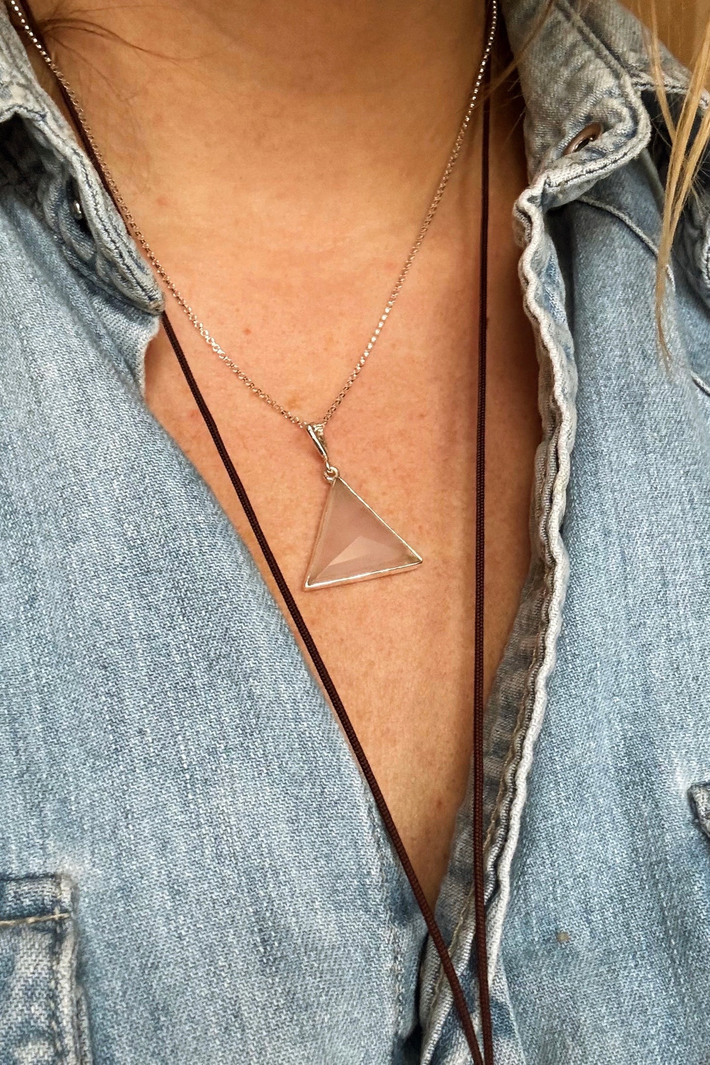 Pyramid Necklace - Rose Quartz