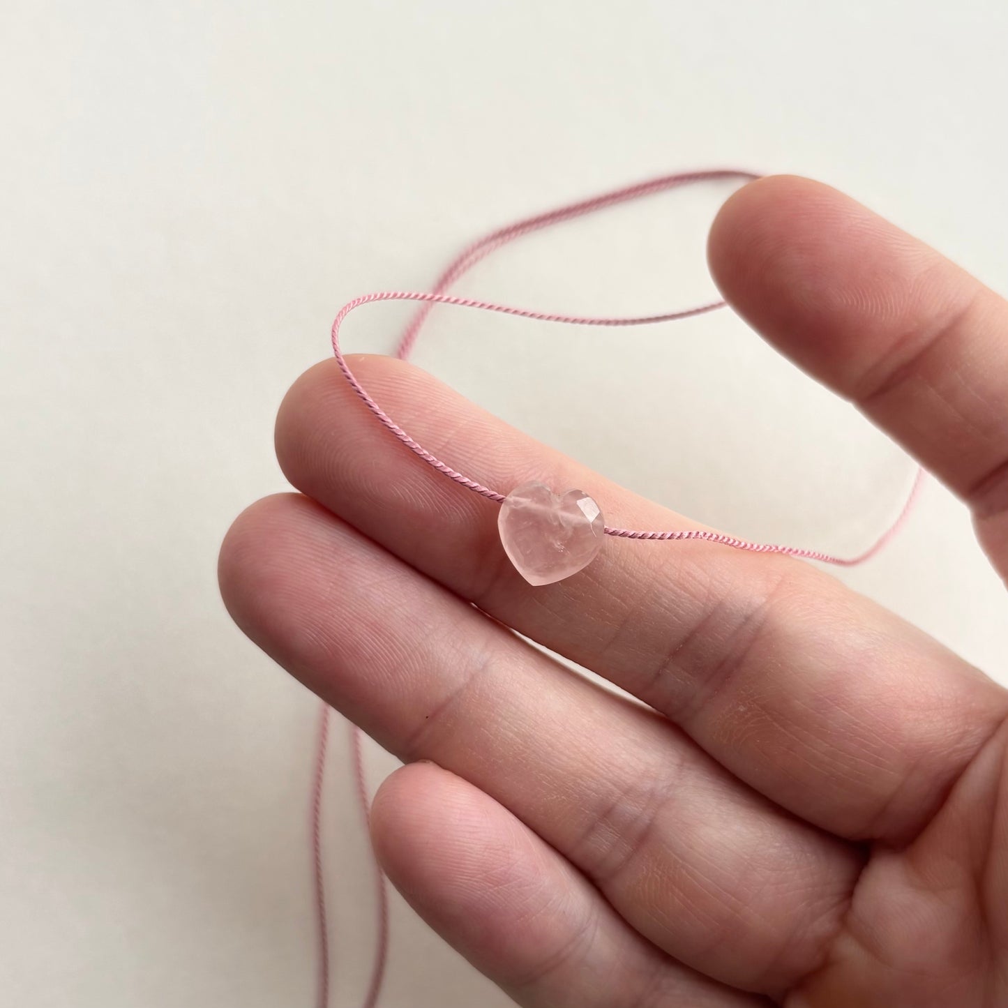 Crystal Charm Necklace | Rose Quartz Mini Heart