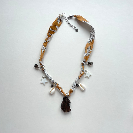 Bandana Necklace Ochre + Smokey Quartz