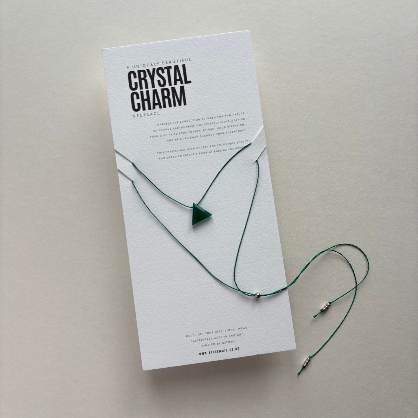 Crystal Charm Necklace | Emerald Pyramid