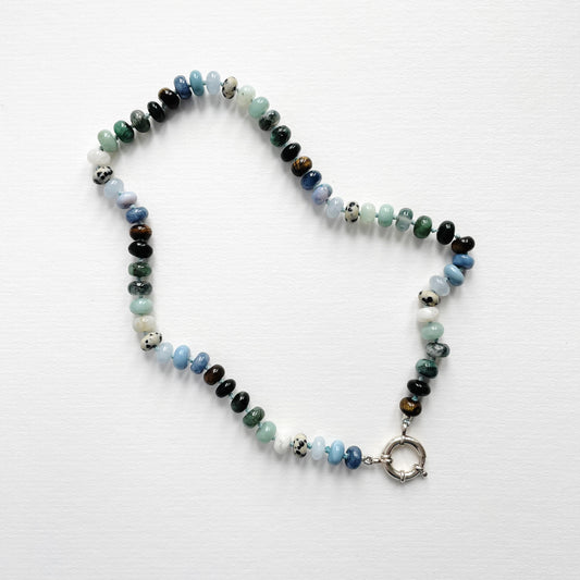 Crystal Candy Necklace  | 17" Long |  Blue + Green colours
