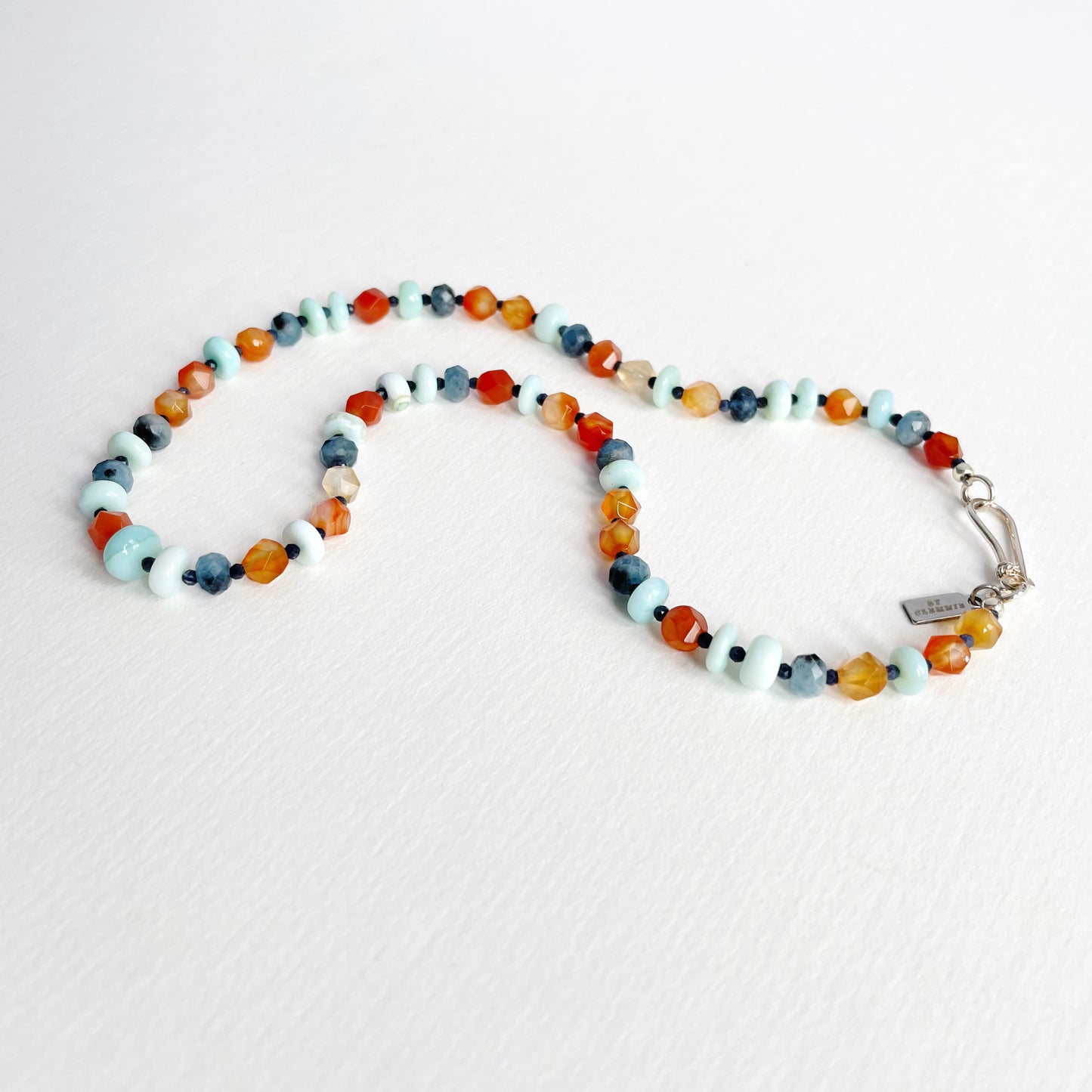 Crystal Candy Necklace  | 16" Long | Blues + Orange