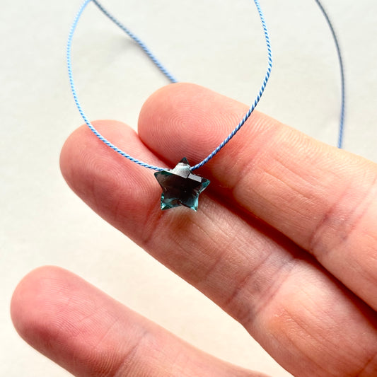 Crystal Charm Necklace | Blue Topaz Star