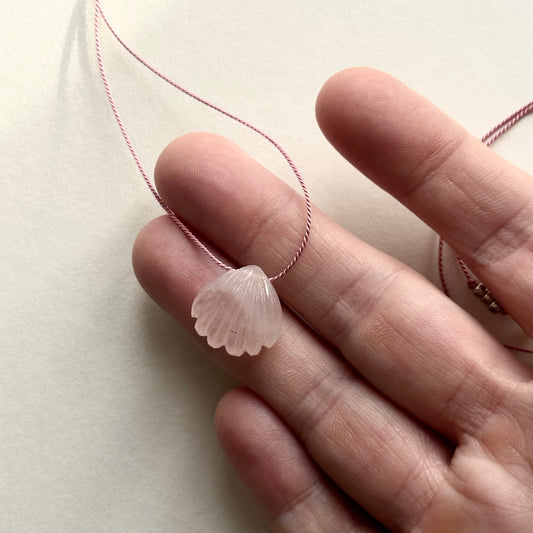 Crystal Charm Necklace | Rose Quartz Shell