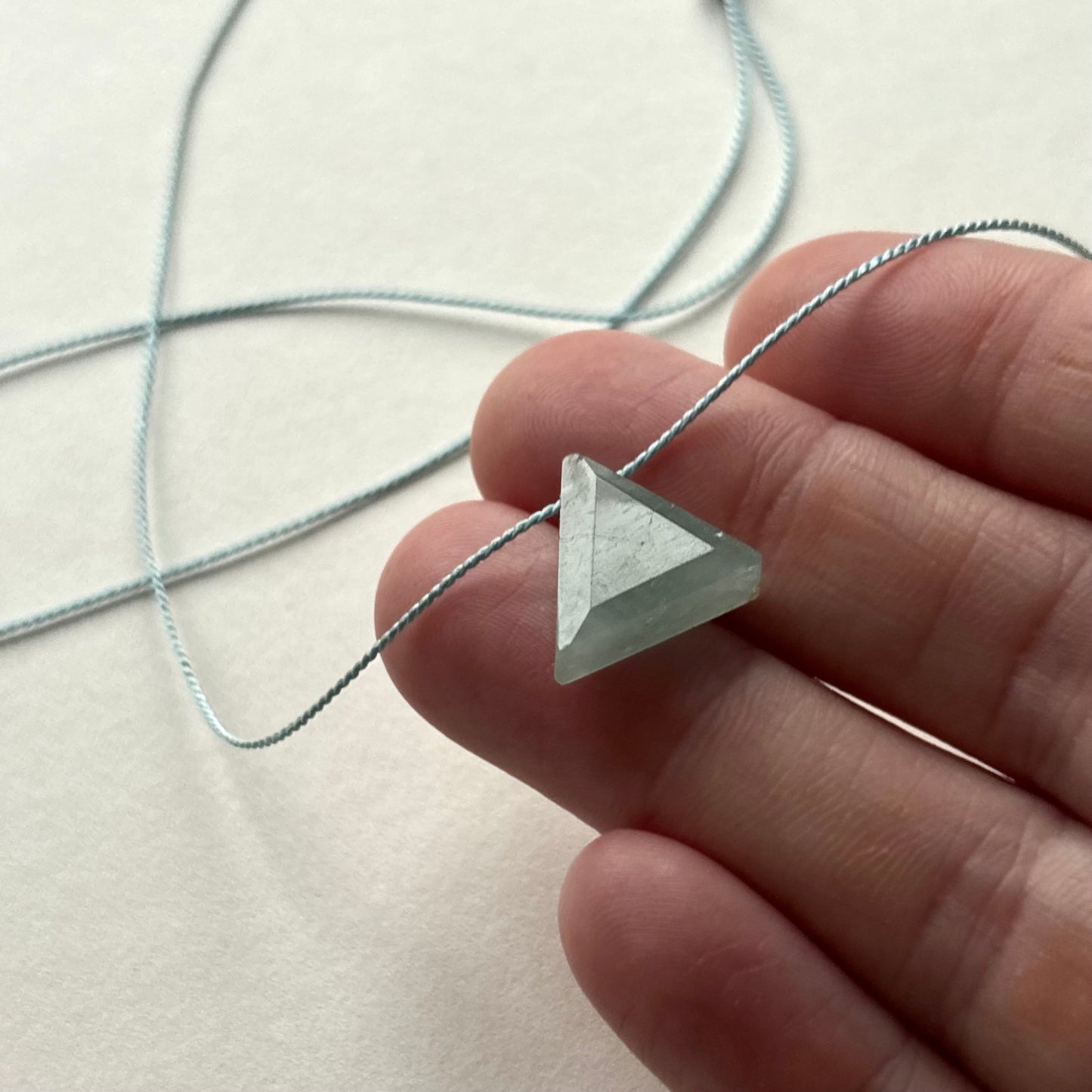 Crystal Charm Necklace | Aquamarine Pyramid
