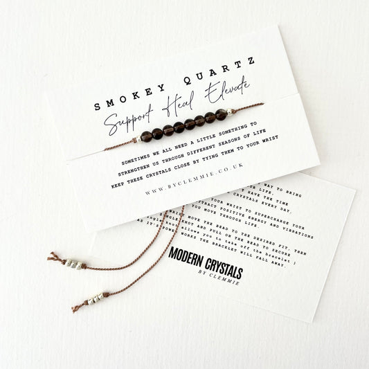 Tie-On Crystal Bracelet | Smokey Quartz