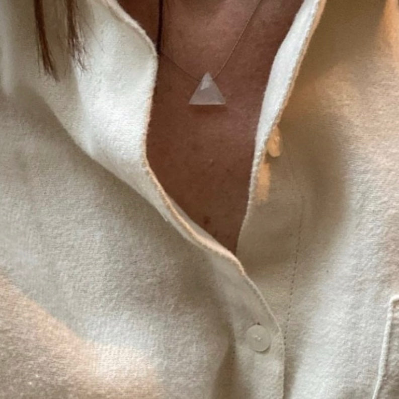 Silk Charm Necklace | Aquamarine Triangle