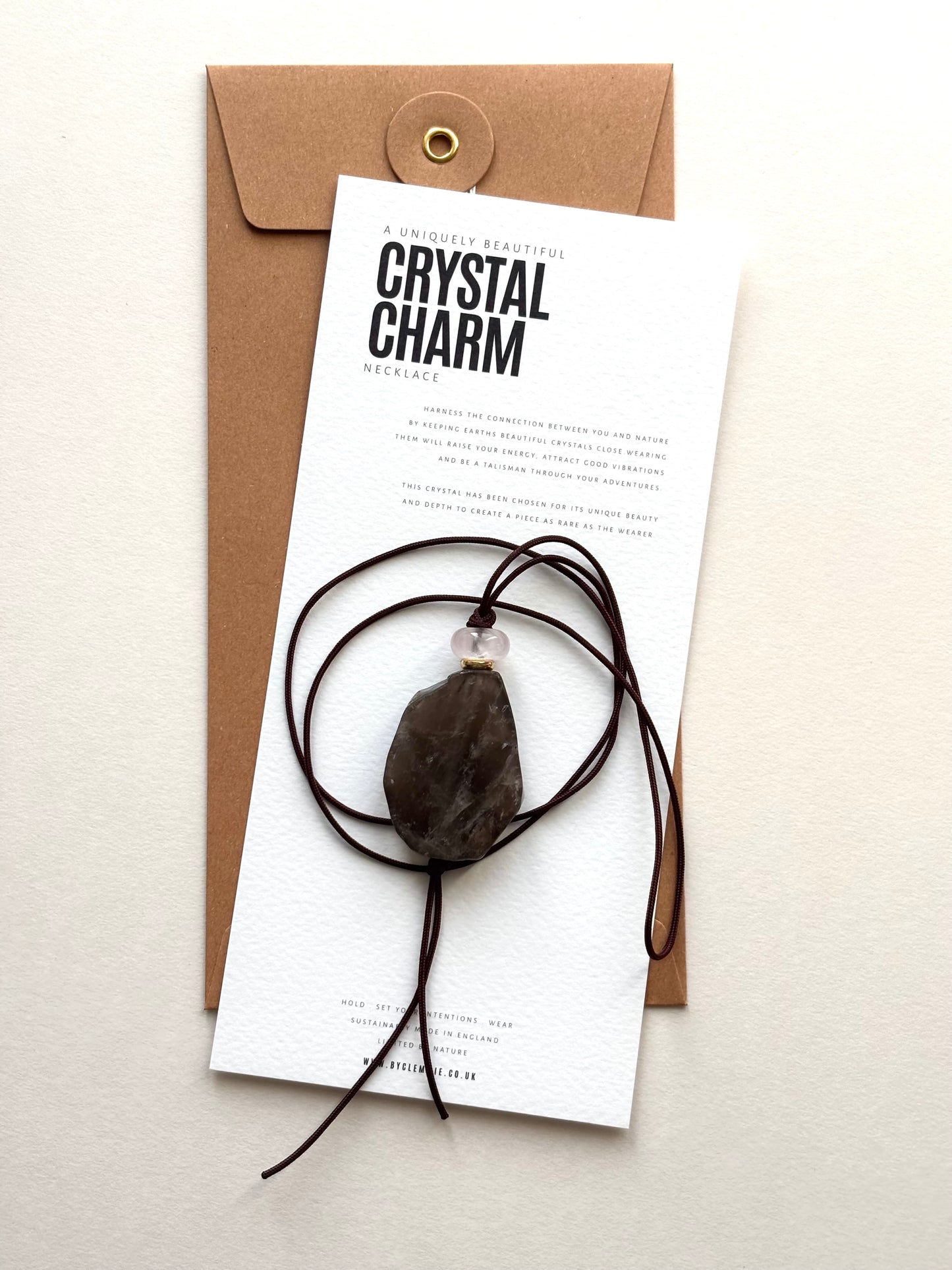 Long Statement Necklace Smokey Quartz