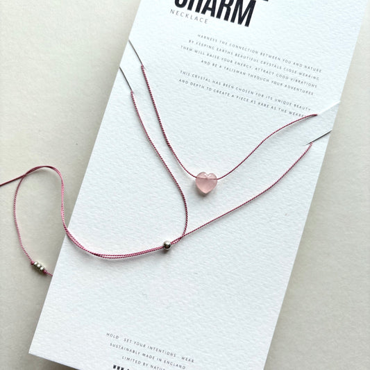 Crystal Charm Necklace | Rose Quartz Mini Heart