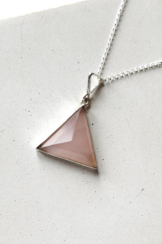 Pyramid Necklace - Rose Quartz