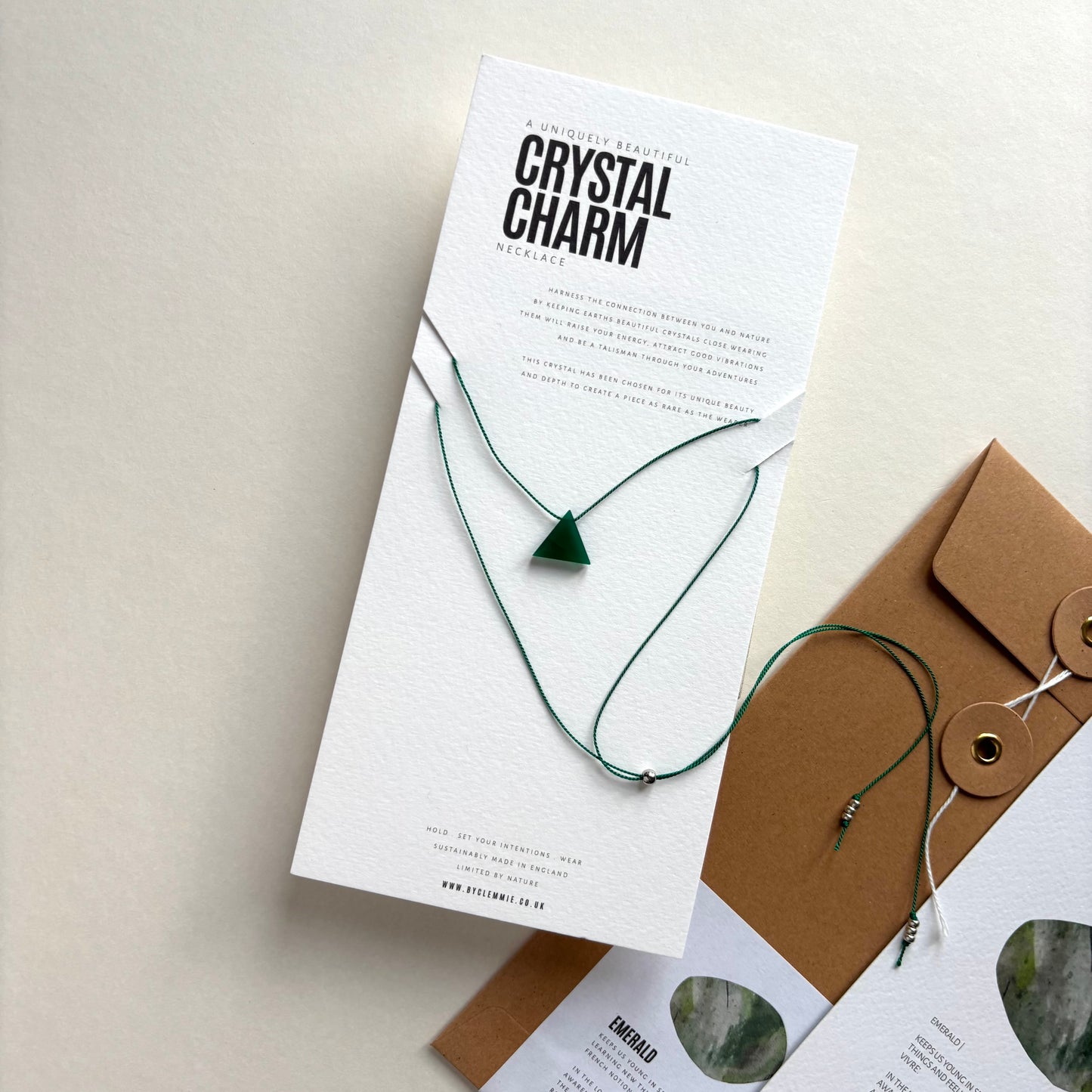 Crystal Charm Necklace | Emerald Pyramid