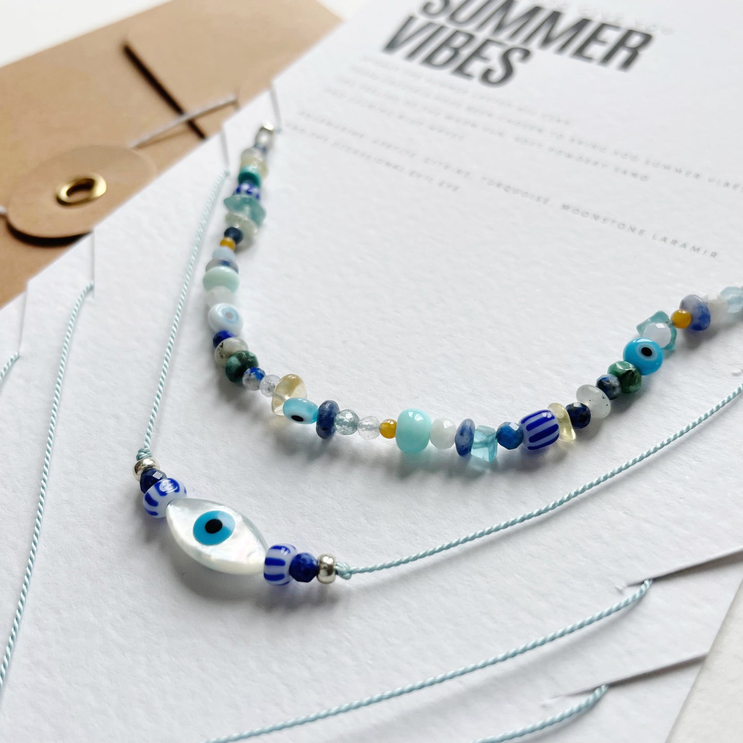 Silk and Crystal Necklace Duo | Summer Vibes