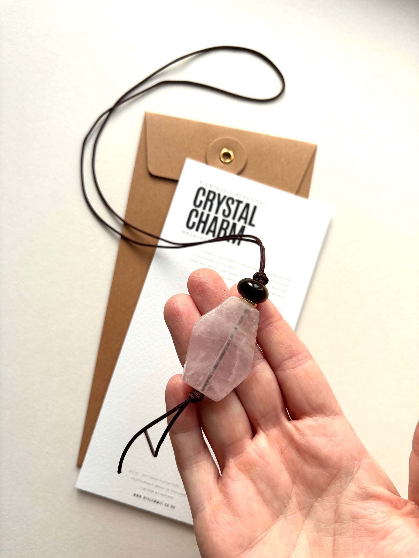 Long Statement Necklace Rose Quartz