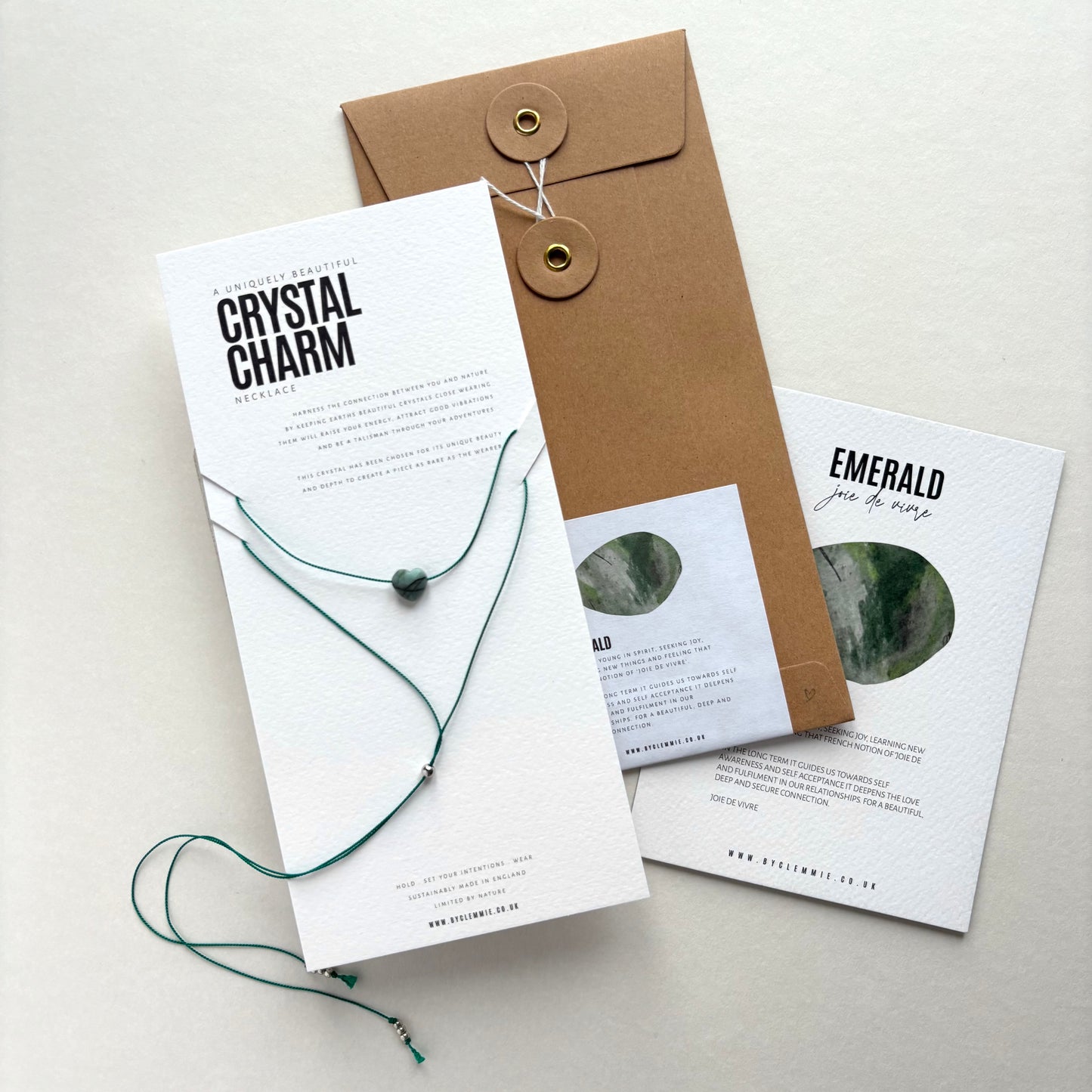 Crystal Charm Necklace | Emerald Heart