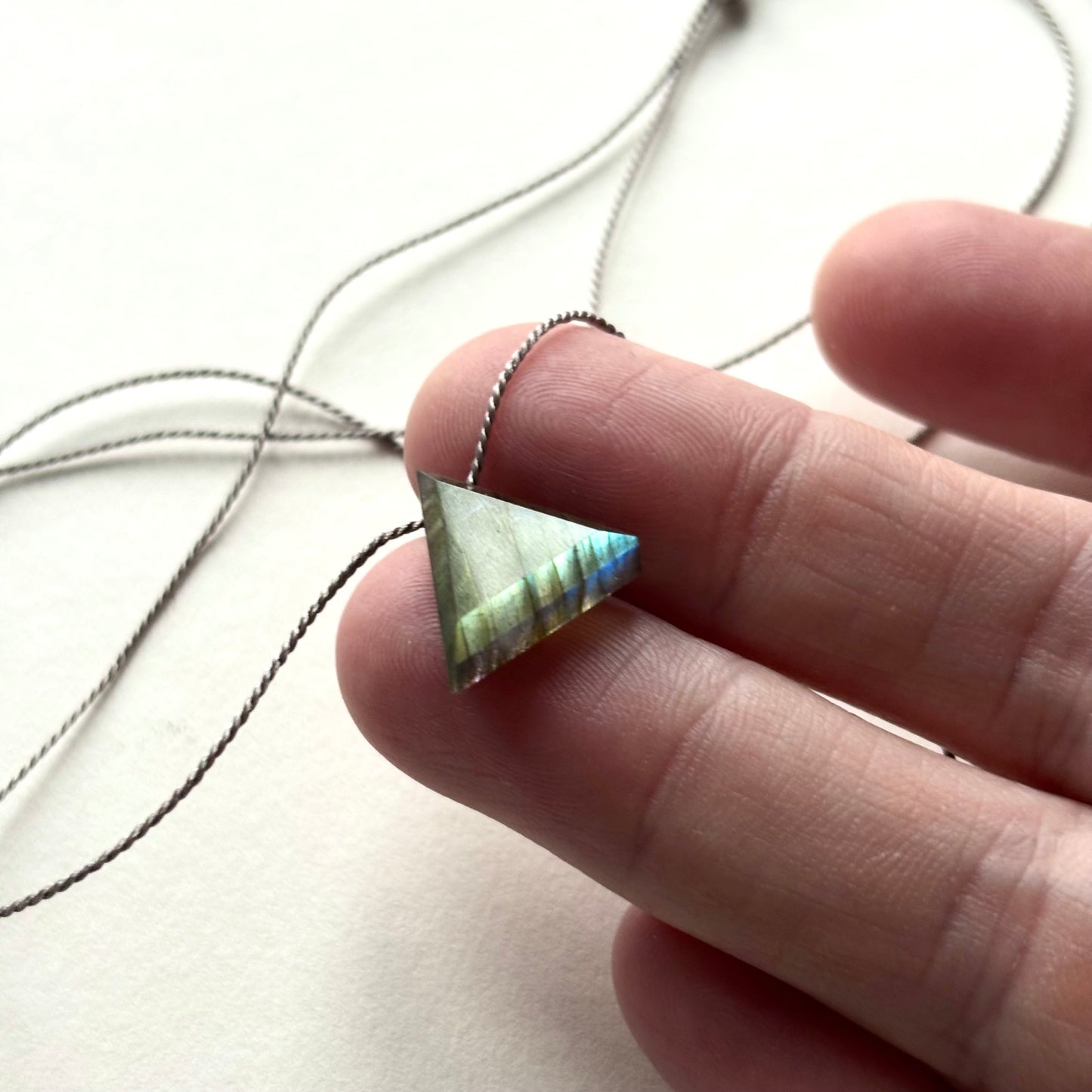 Crystal Charm Necklace | Labradorite Pyramid