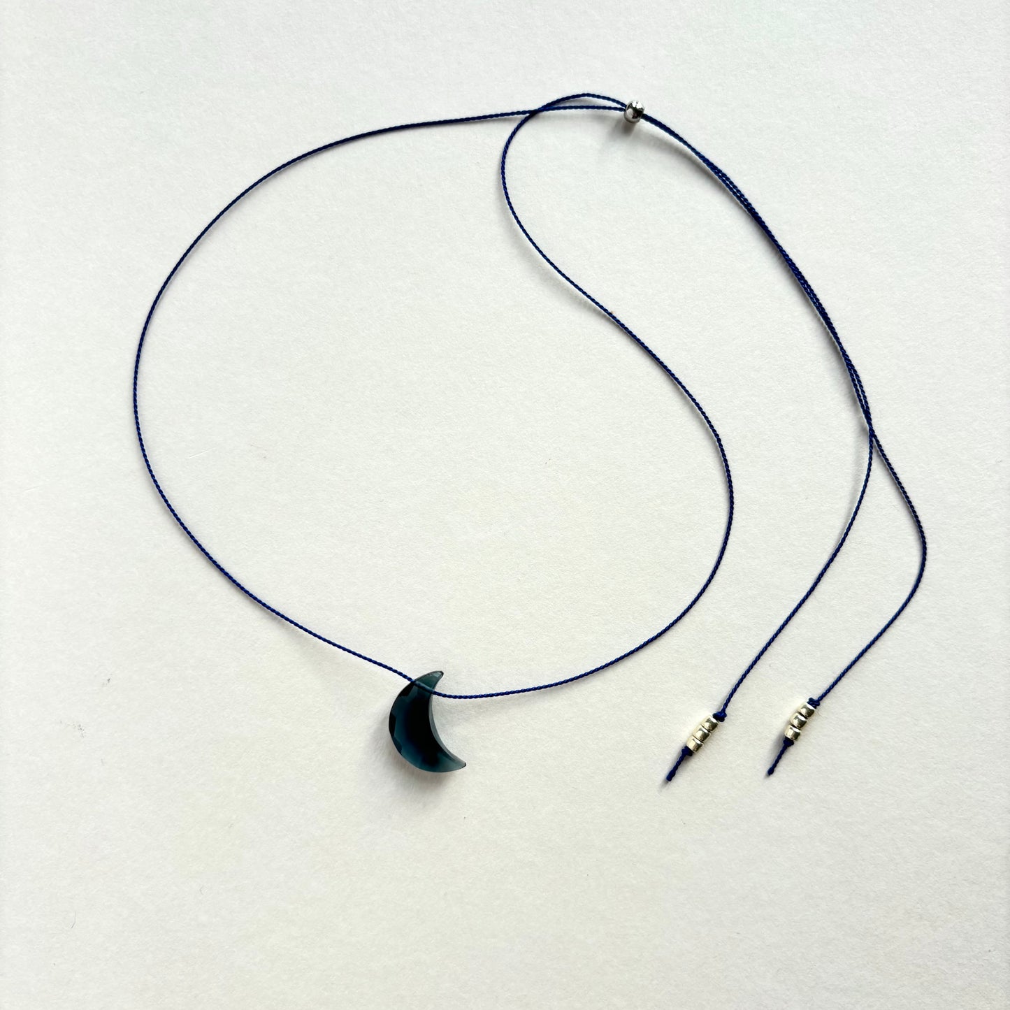 Crystal Charm Necklace | Blue Topaz Moon