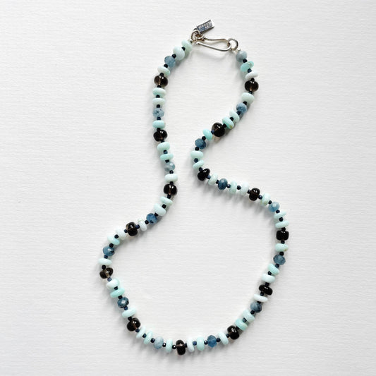 Crystal Candy Necklace  | 16" Long | Blues + Browns