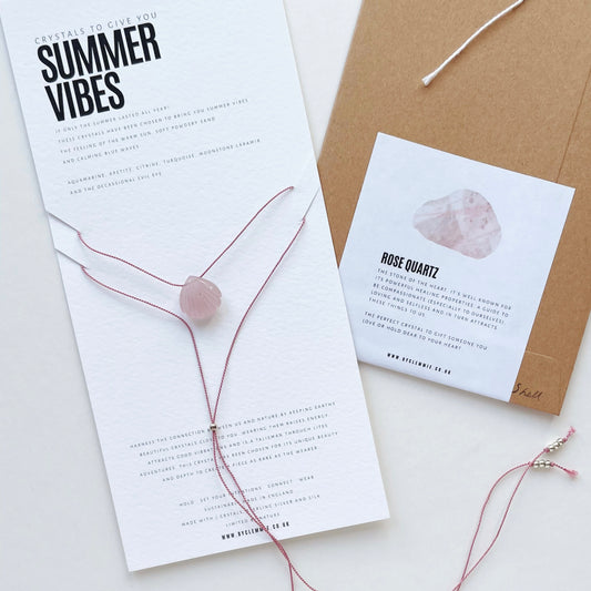 Crystal Charm Necklace | Rose Quartz Shell