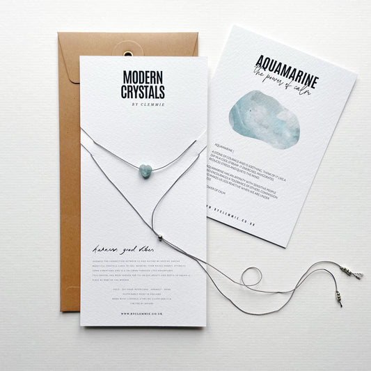 Crystal Charm Necklace | Aquamarine Heart