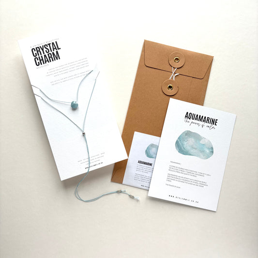 Crystal Charm Necklace | Aquamarine Heart