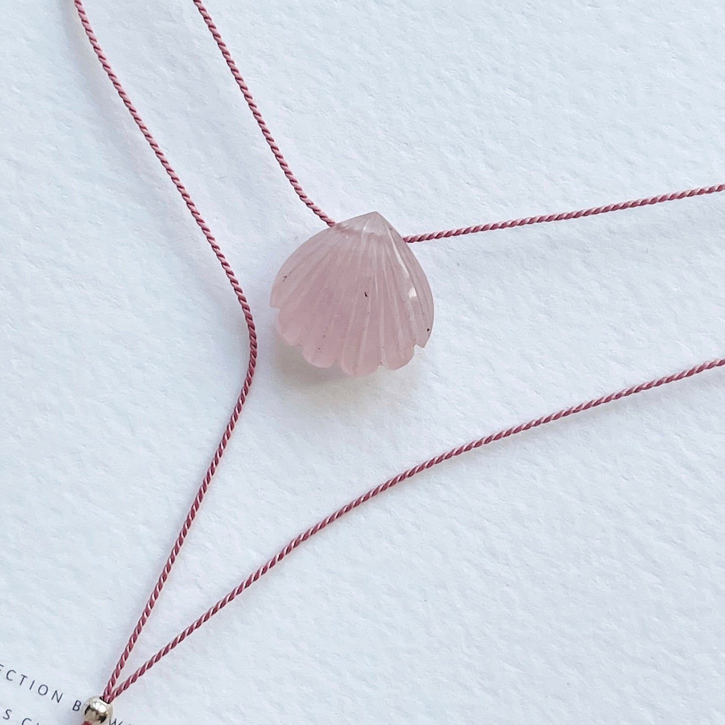 Crystal Charm Necklace | Rose Quartz Shell